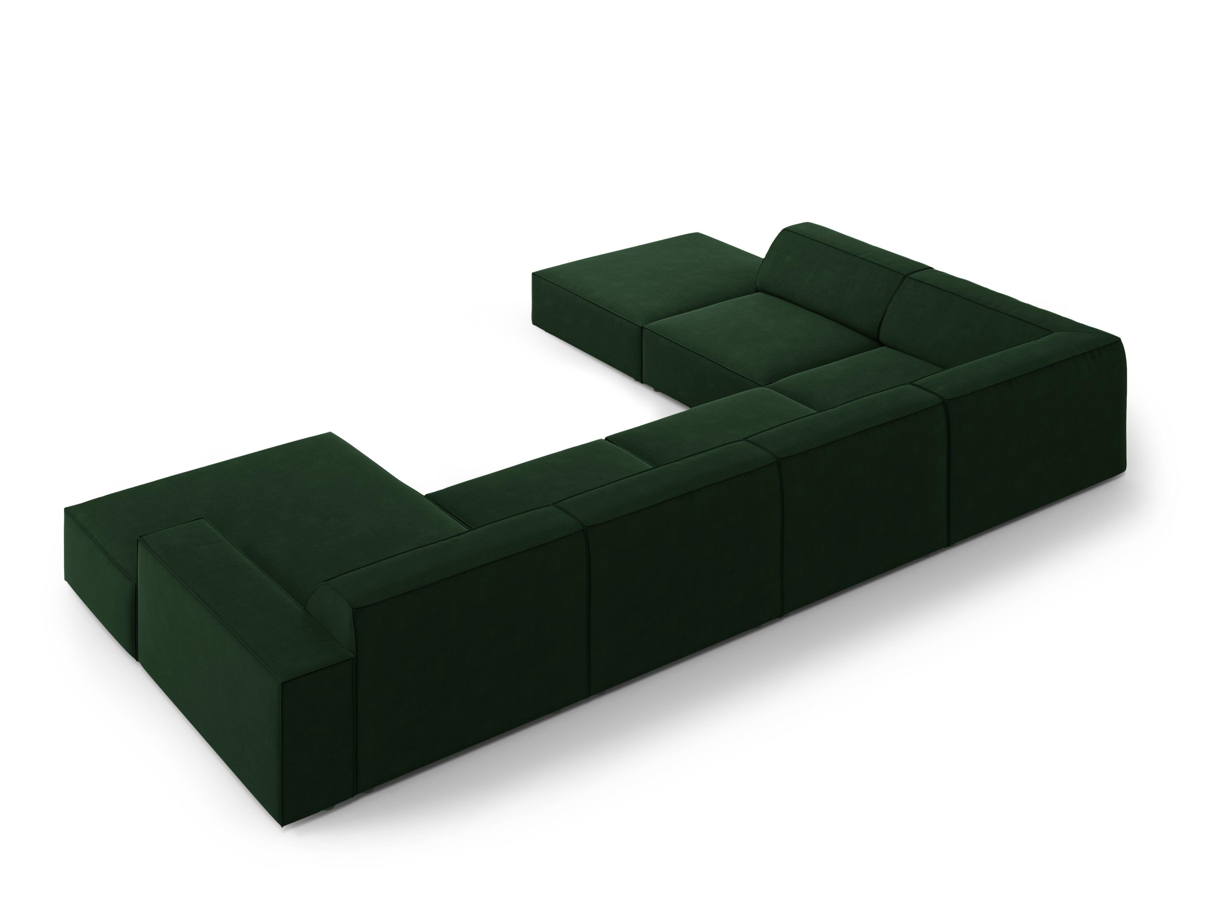 Sofa panoramiczna aksamitna lewostronna JODIE butelkowa zieleń – Micadoni