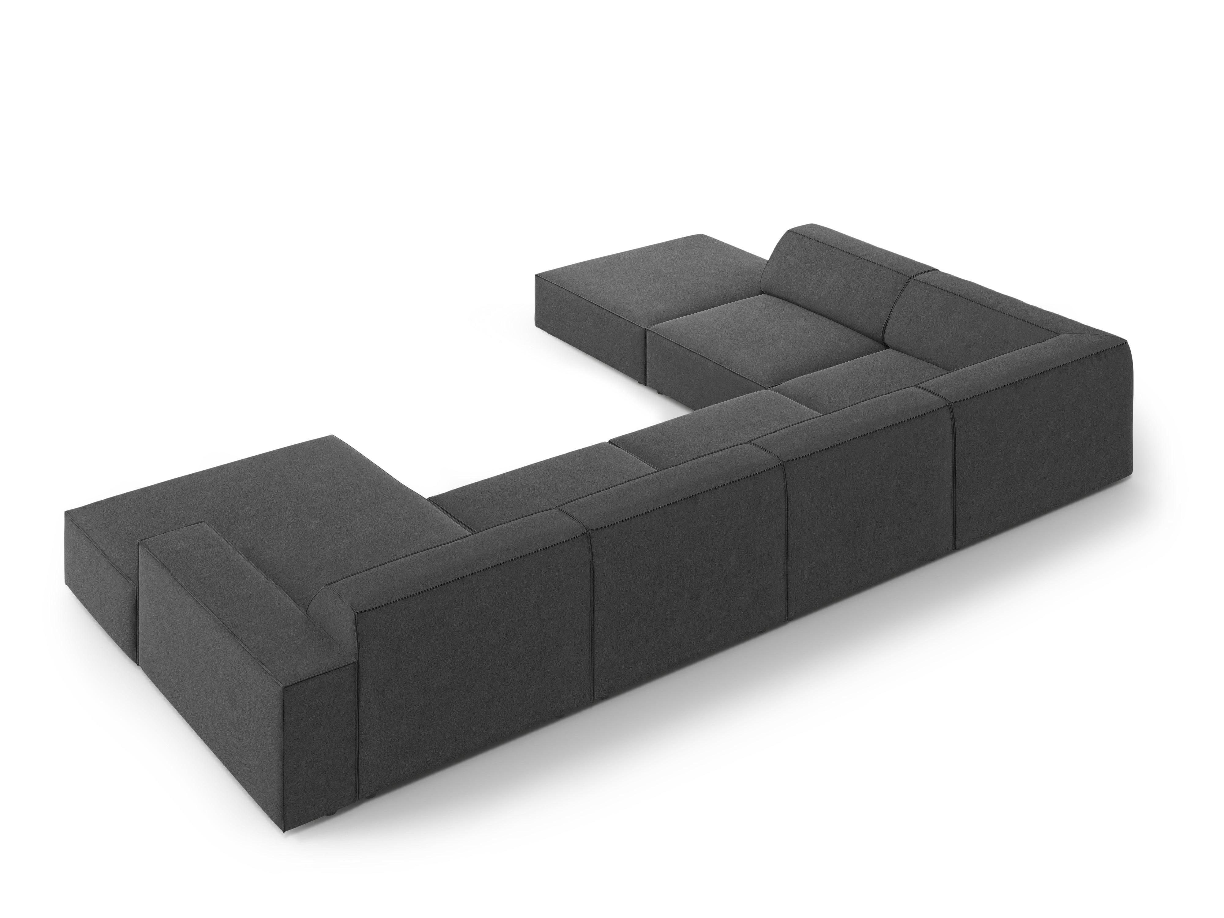 Sofa panoramiczna aksamitna lewostronna JODIE ciemnoszary – Micadoni