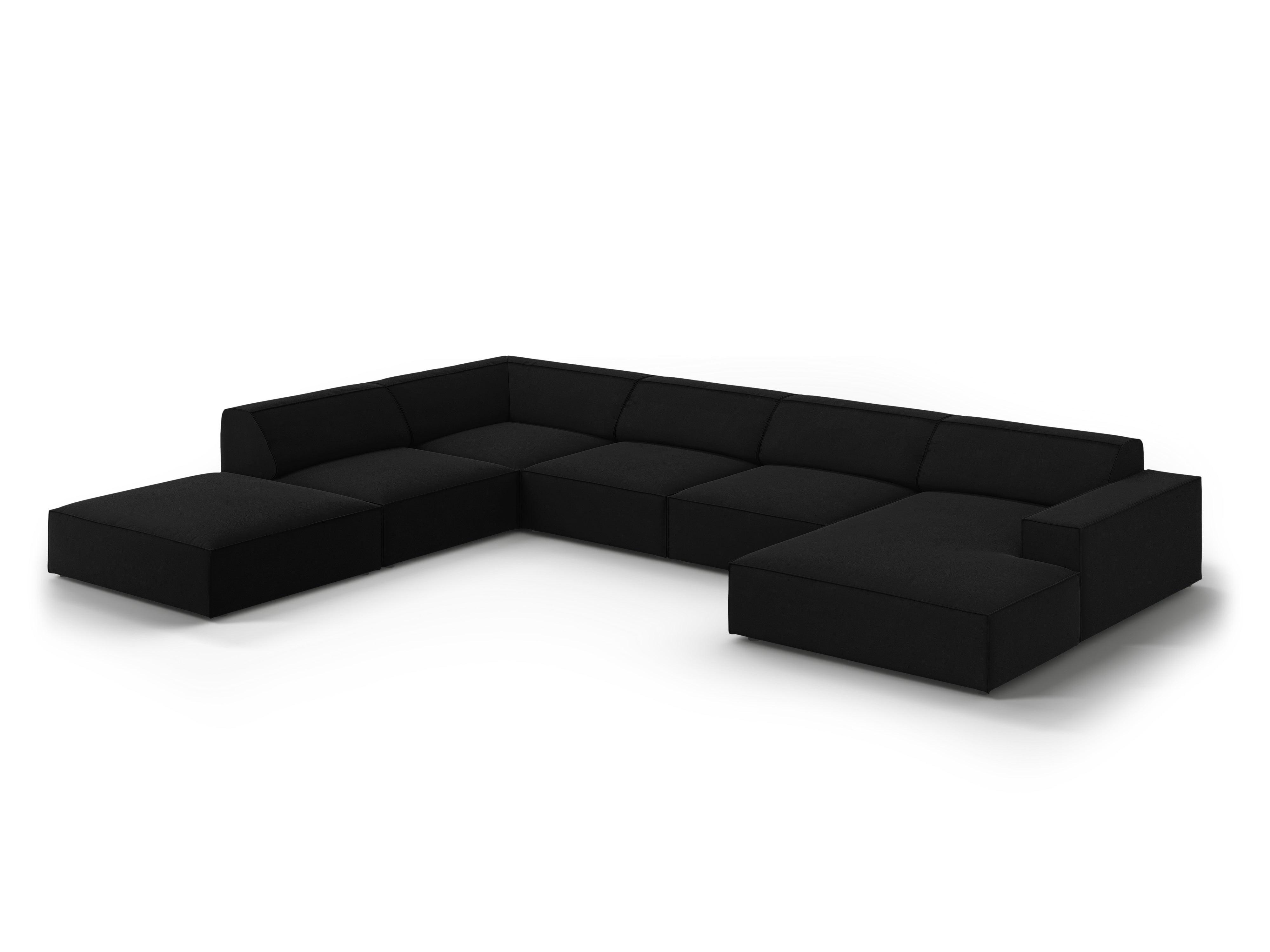 Sofa panoramiczna aksamitna lewostronna JODIE czarny – Micadoni