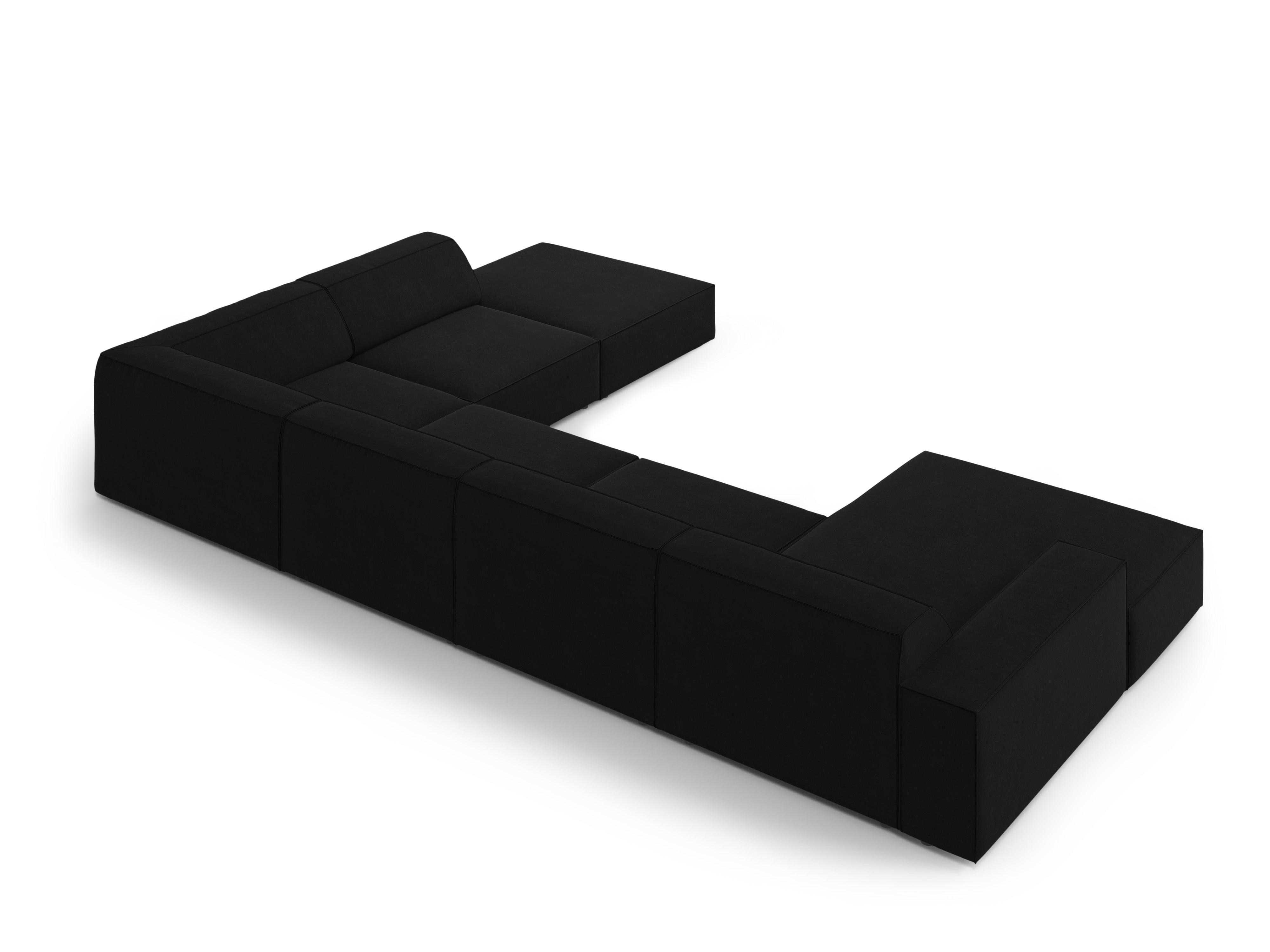 Sofa panoramiczna aksamitna prawostronna JODIE czarny Micadoni    Eye on Design