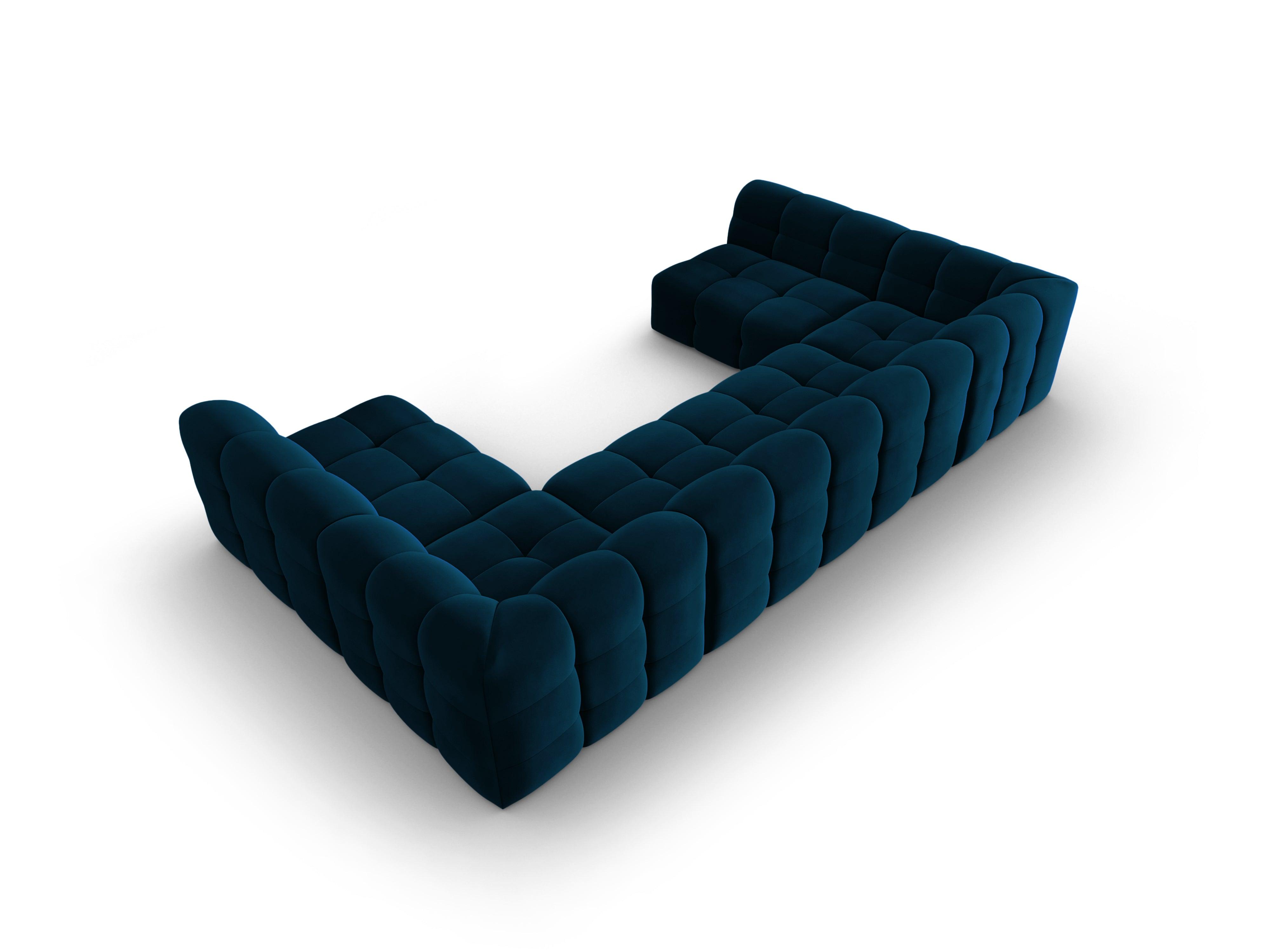 Narożnik aksamitny w kształcie U KENDAL granatowy Micadoni    Eye on Design