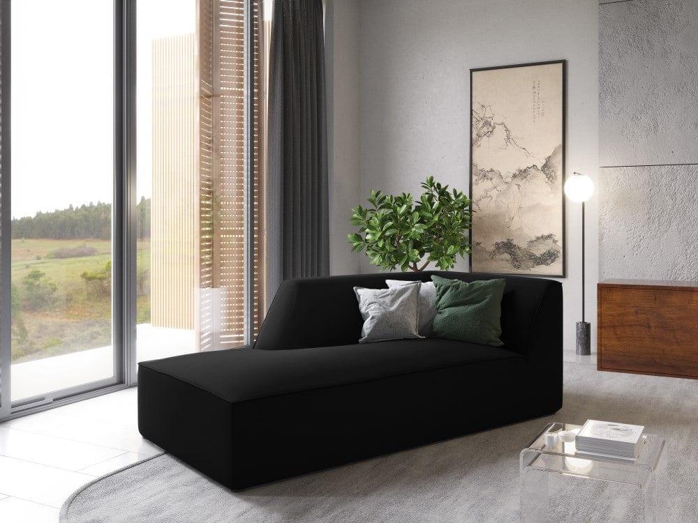 Szezlong aksamitny lewostronny RUBY czarny Micadoni    Eye on Design