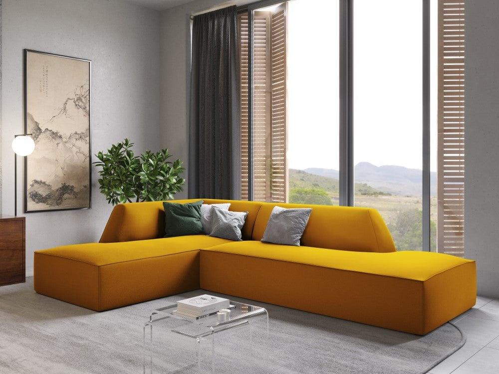 Sofa narożna aksamitna lewostronna RUBY żółty Micadoni    Eye on Design