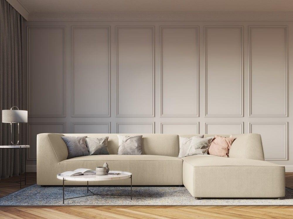 Narożnik sztruksowy 4-osobowy prawostronny RUBY beżowy Micadoni    Eye on Design