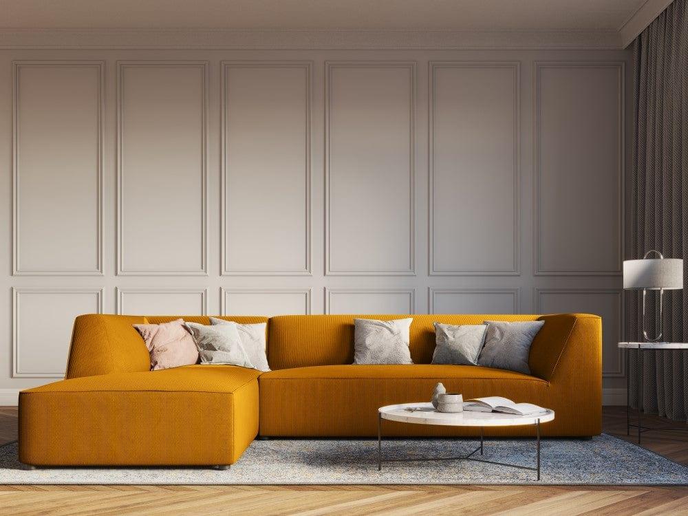Narożnik sztruksowy 4-osobowy lewostronny RUBY żółty Micadoni    Eye on Design