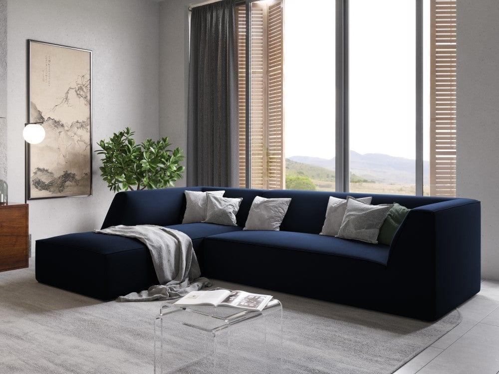 Narożnik aksamitny 4-osobowy lewostronny RUBY granat królewski Micadoni    Eye on Design