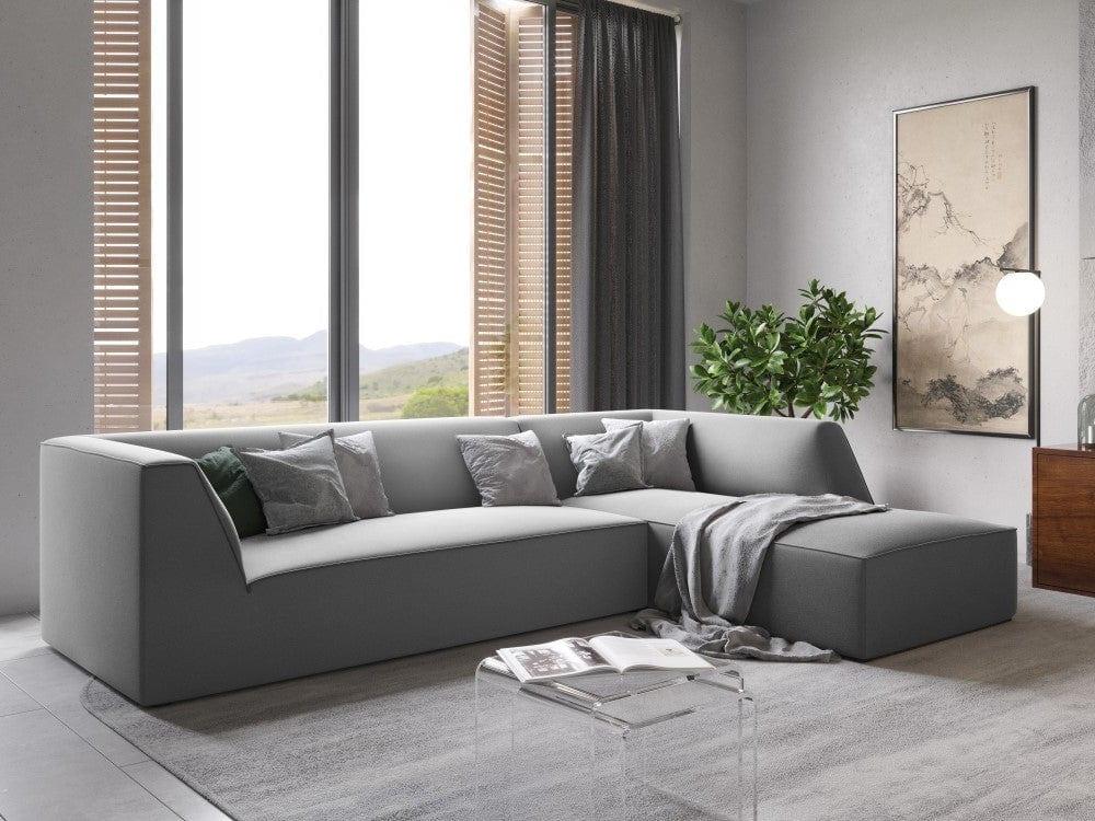 Narożnik aksamitny 4-osobowy prawostronny RUBY jasnoszary Micadoni    Eye on Design