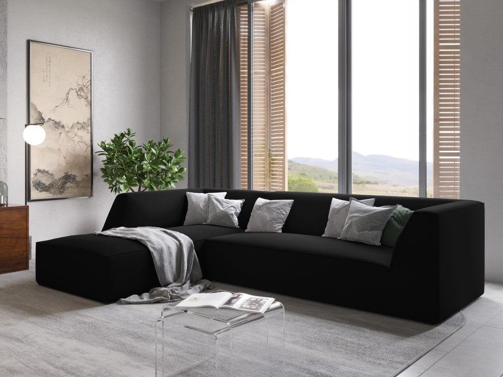 Narożnik aksamitny 4-osobowy lewostronny RUBY czarny Micadoni    Eye on Design