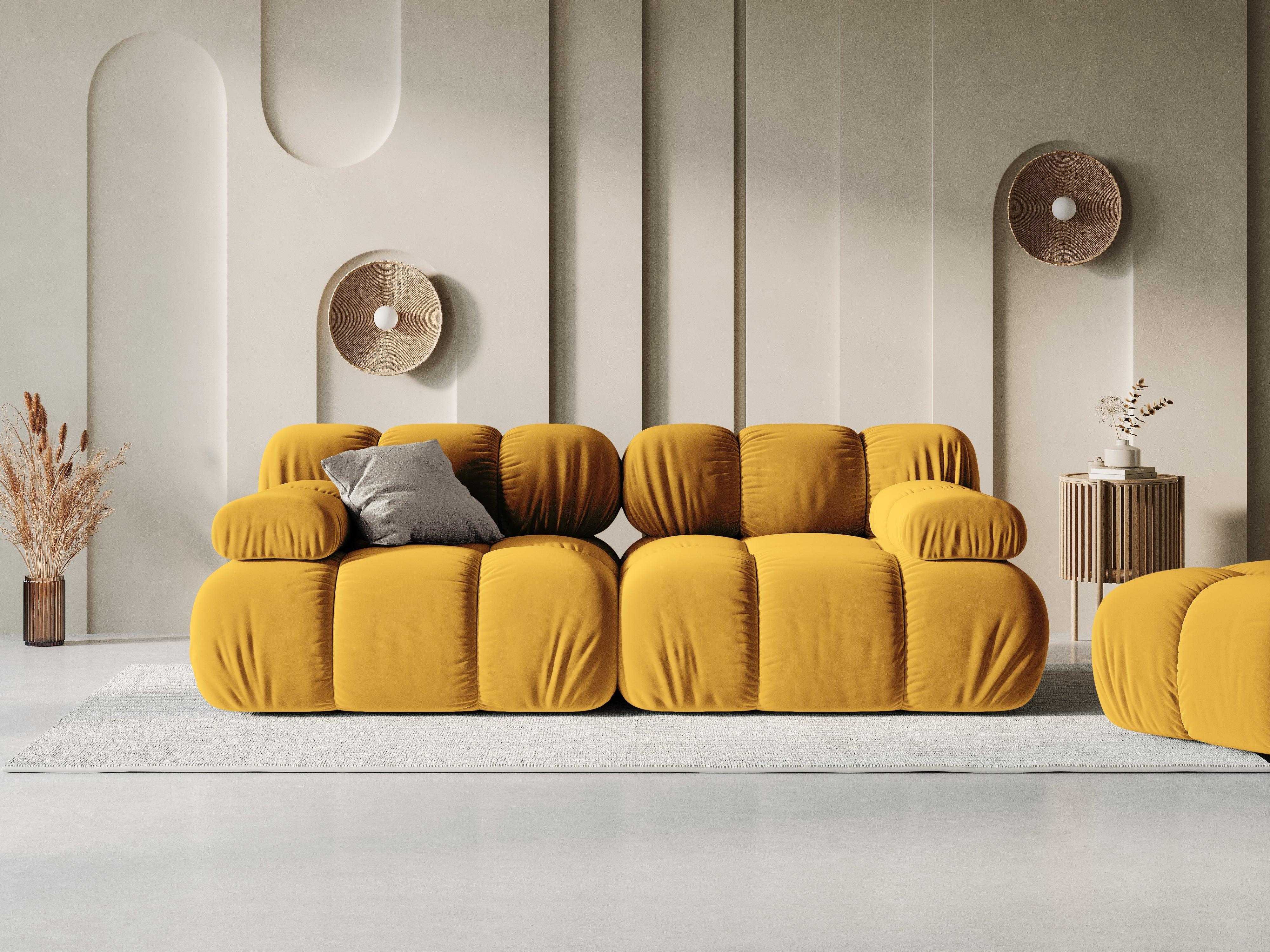 Sofa aksamitna 2-osobowa TROPEA musztardowy Milo Casa    Eye on Design