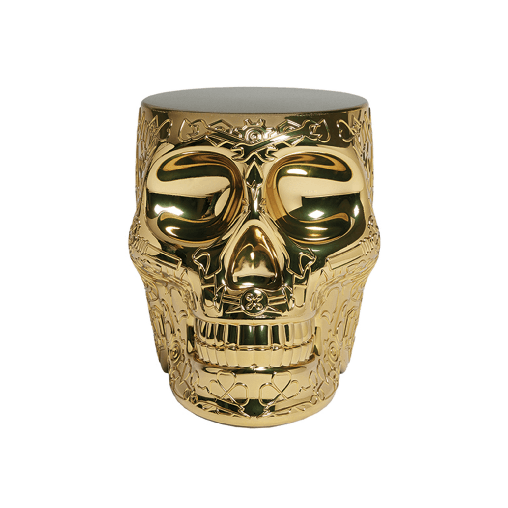 Stołek i stolik boczny MEXICO METALLIC złoty Qeeboo    Eye on Design