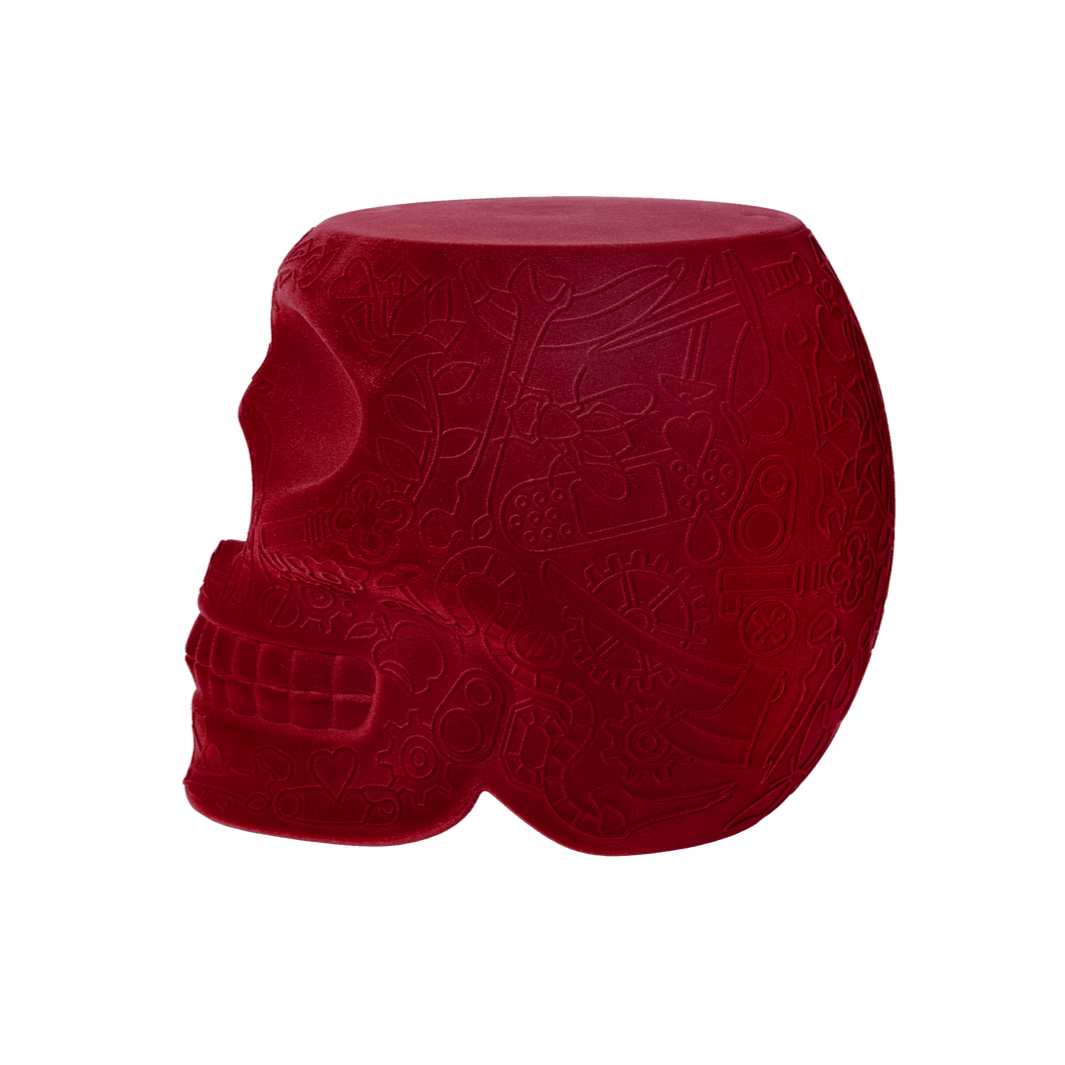 Stołek i stolik boczny MEXICO VELVET czerwony Qeeboo    Eye on Design