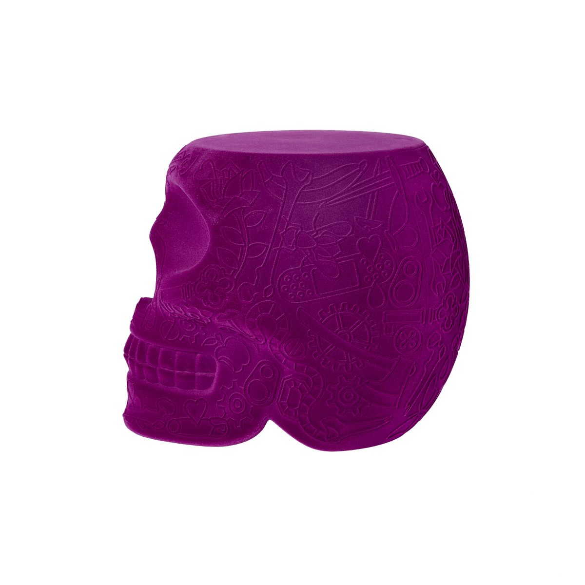 Stołek i stolik boczny MEXICO VELVET fioletowy Qeeboo    Eye on Design